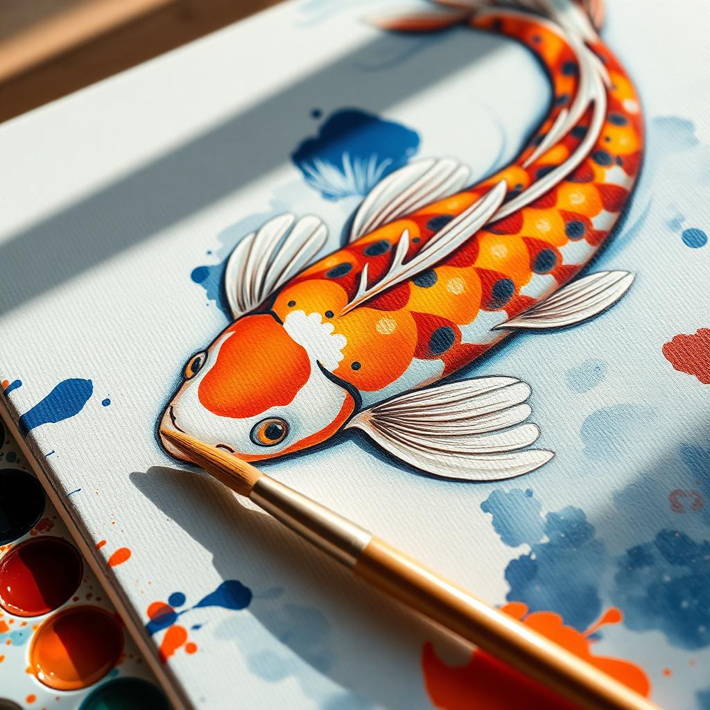 Behind the brush — our signature koi in watercolor.